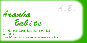 aranka babits business card